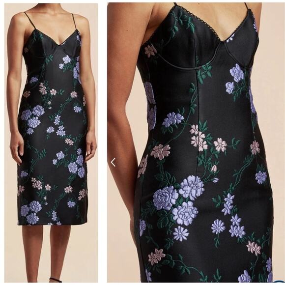 Rebecca Taylor $695 Jacquard Bustier Dress in Black Combo Size 2 NWT